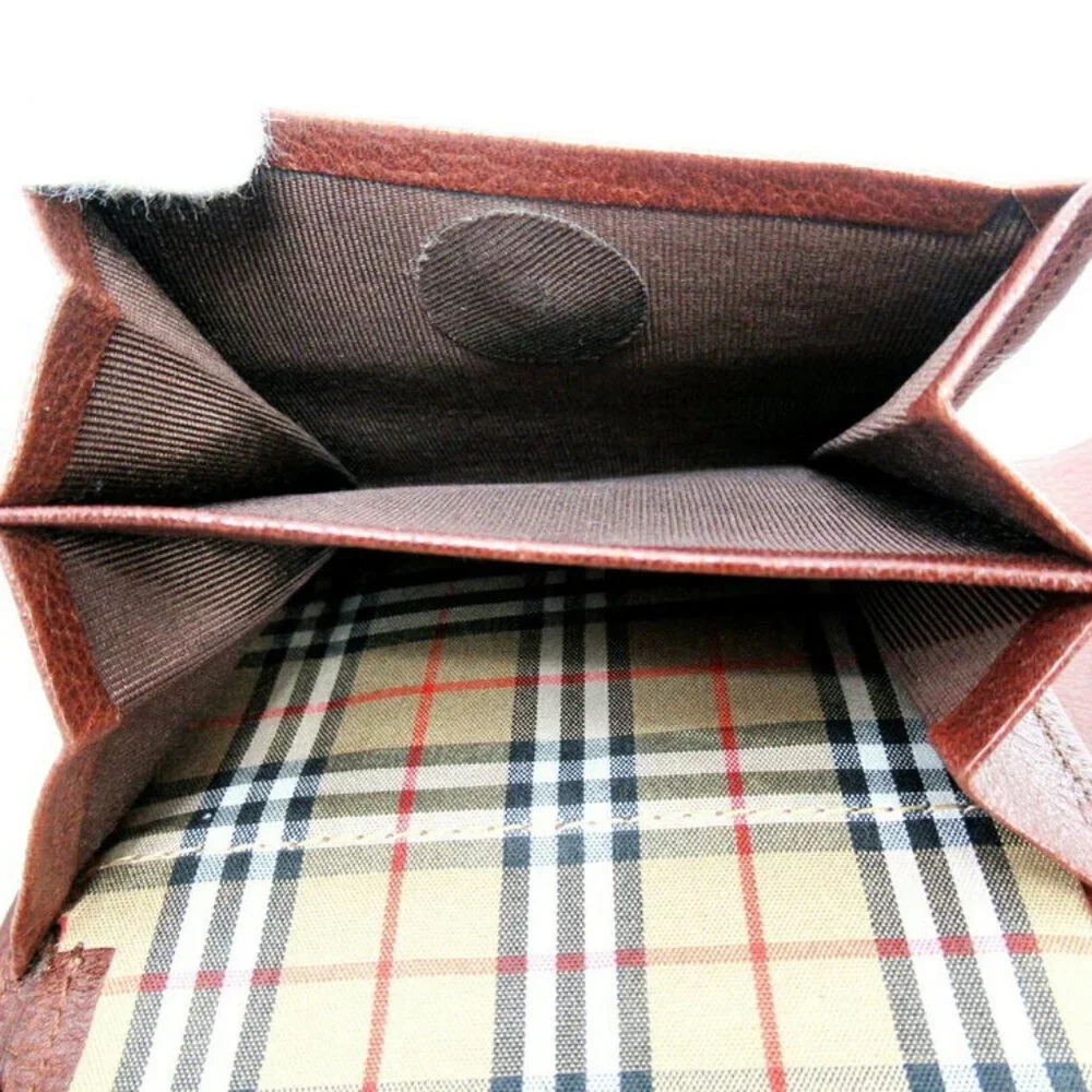 AUTH Burberry Two Folded Wallet Leather